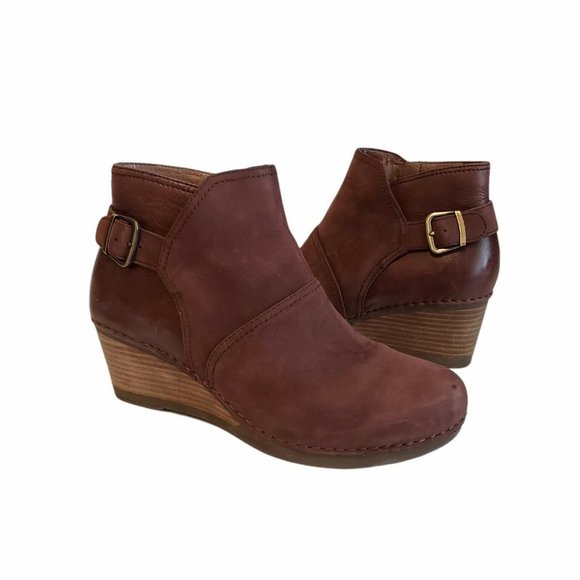 Dansko Shoes - Dansko Shirley Nubuck Wedge Ankle Boots Booties Size 37